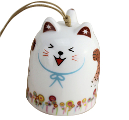 白色小猫图案日本风铃