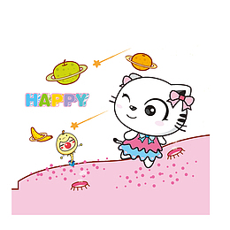 卡通小猫咪服装印花图案