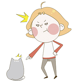 指着小猫生气的女人