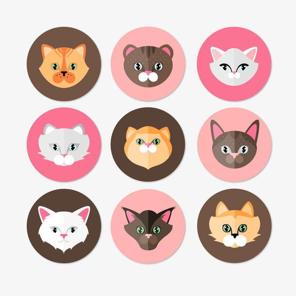圆形猫咪头像矢量素材