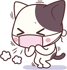 手绘卡通猫咪咳嗽免抠