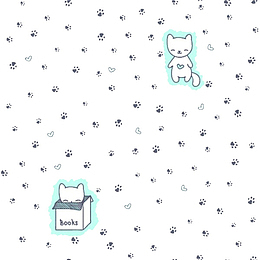 卡通猫咪和脚印底纹