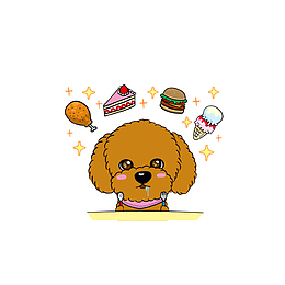 卡通想吃汉堡鸡腿冰淇淋蛋糕的小