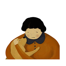 伤心抱着小狗的女孩