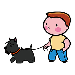 牵狗的小孩