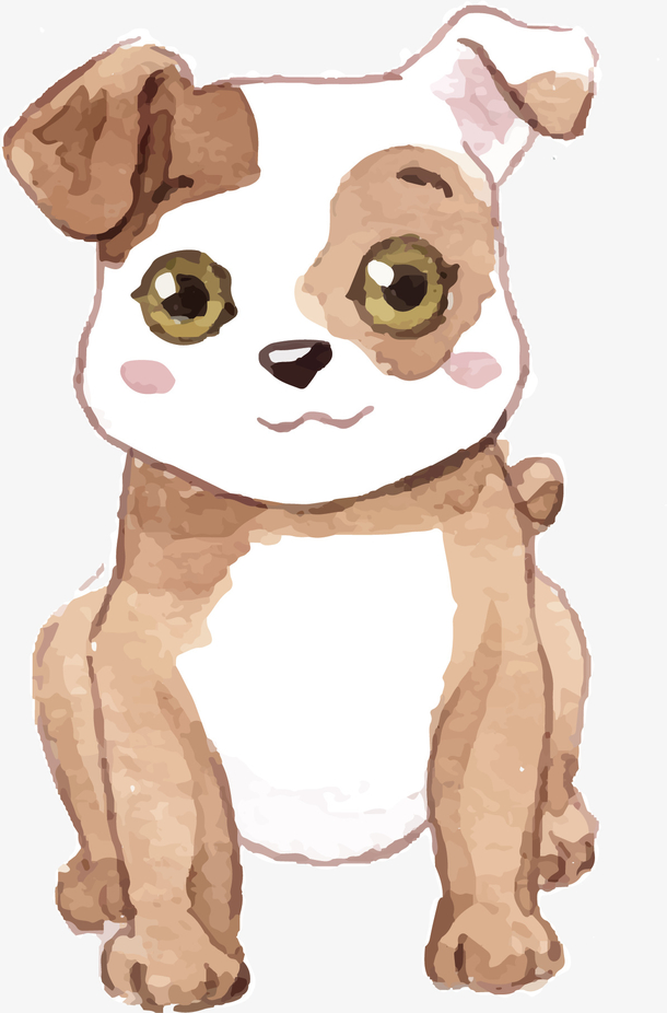 手绘风可爱水彩小狗