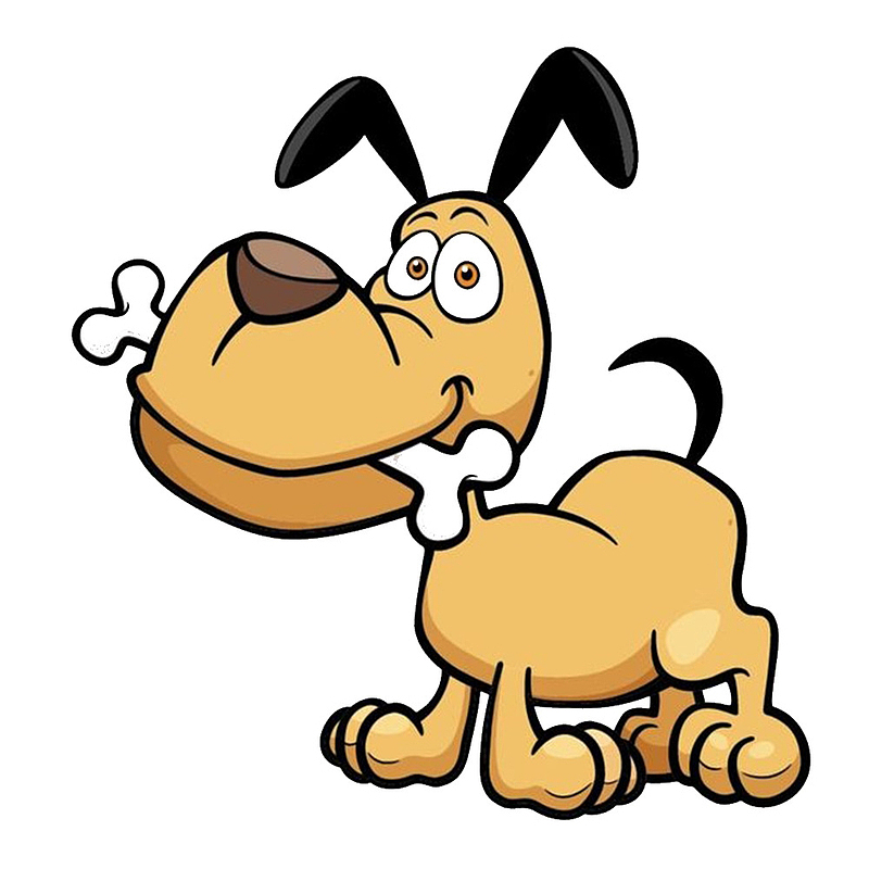 卡通吃骨头的狗狗PNG