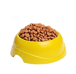 黄色宠物狗粮食碗PNG图