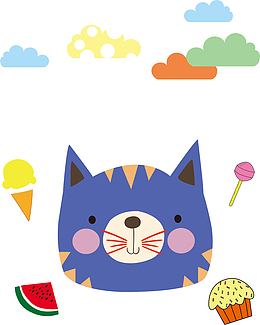 紫色小猫矢量图