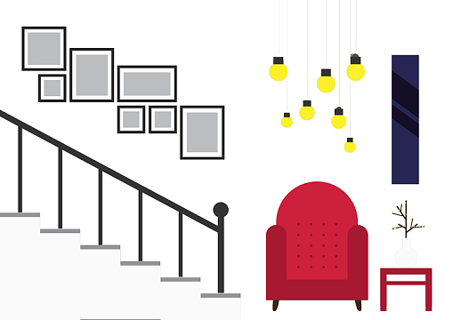 卡通楼梯剪影免抠图