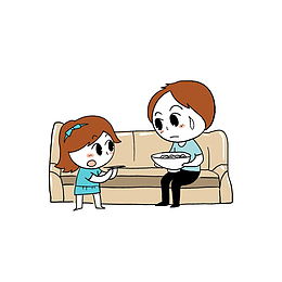 请客人吃面的小女孩