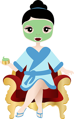 坐在沙发上敷面膜的女孩