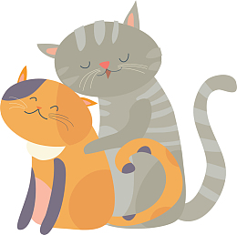 卡通创意猫咪情侣装饰插画