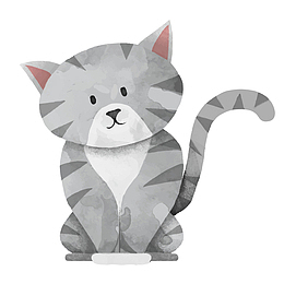 灰色水墨小猫元素