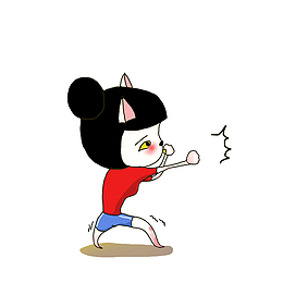 卡通女子散打搏击素材