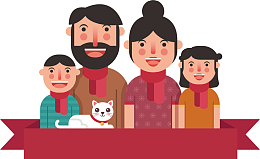 矢量图高兴的一家人