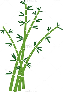 卡通手绘绿色的竹子