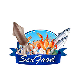 卡通海洋食物大餐素材