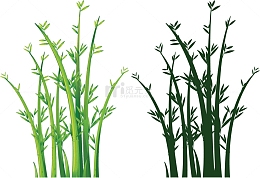 卡通绿色竹子花纹
