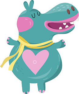 卡通可爱河马动物贴纸