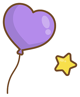 卡通紫色爱心气球贴纸