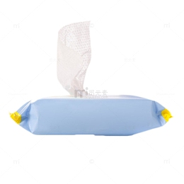 蓝色塑料包装的湿纸巾实物