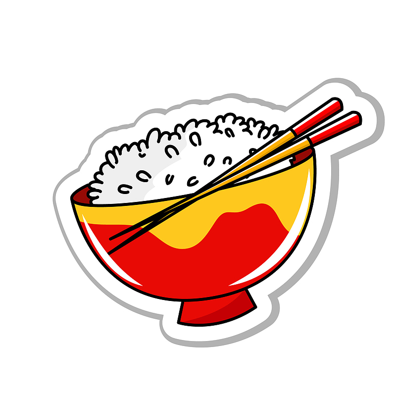 卡通米饭食物贴纸设计