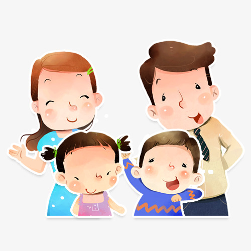 卡通手绘贴纸家庭人物设计素材免费下载_觅元素