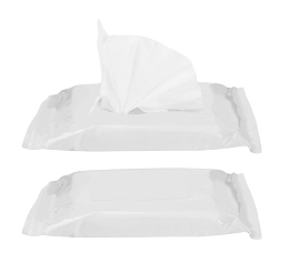 两包白色的湿纸巾实物