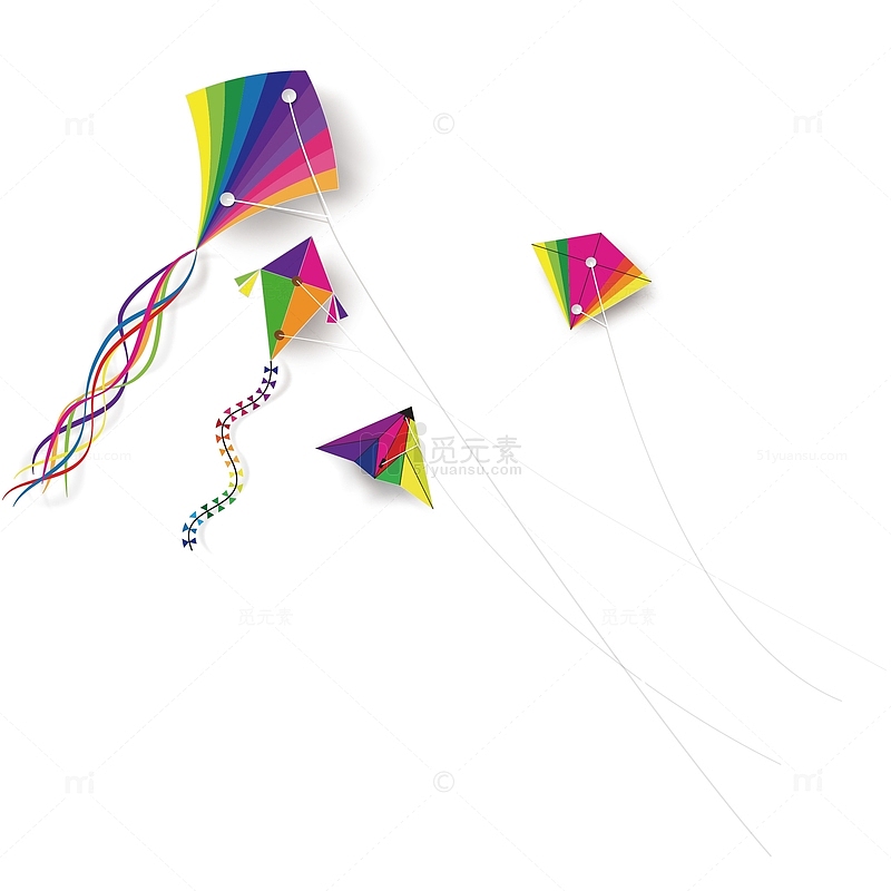 矢量免抠折纸设计风筝
