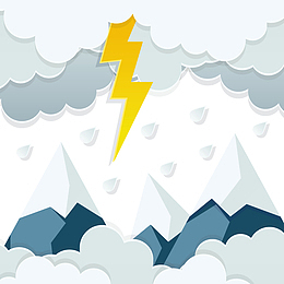 矢量白色雷雨闪电