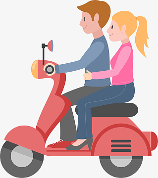 骑电动车情侣装饰贴纸