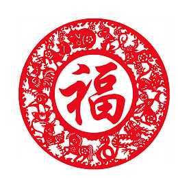 圆形的福字剪纸设计
