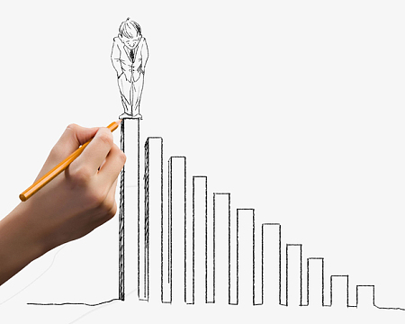 手绘站在高处的人