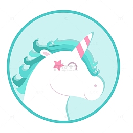 卡通独角兽头像矢量