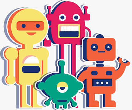 手绘机器人贴纸装饰图案