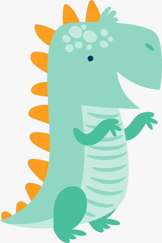 绿色扁平可爱小恐龙