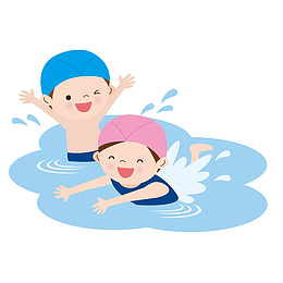 手绘游泳的小孩png