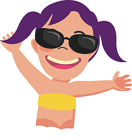 卡通夏天戴墨镜小孩游泳素材