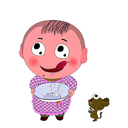 把粥吃得干干净净的小孩