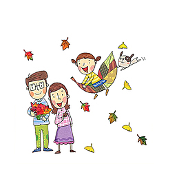 骑着落叶的小孩