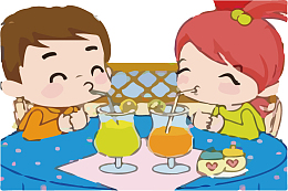 小孩喝果汁饮料简笔画