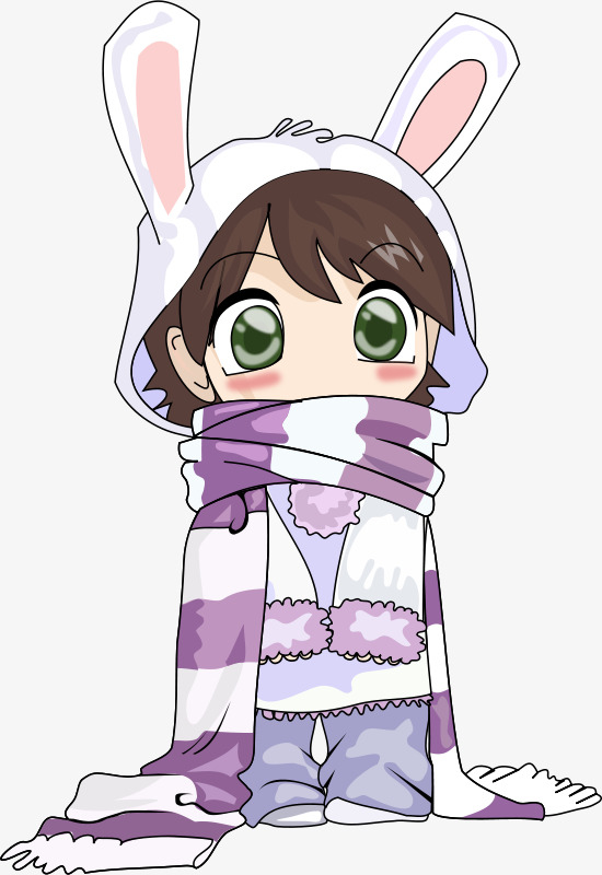 戴围巾的小孩免抠素材