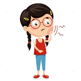 感冒儿童免扣矢量图