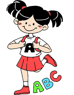 小孩笑着去上学