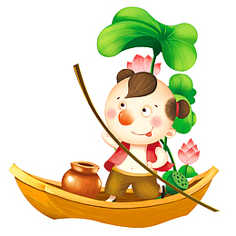 划船的小孩