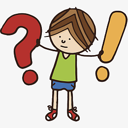 卡通插画小孩拿着问号和叹号