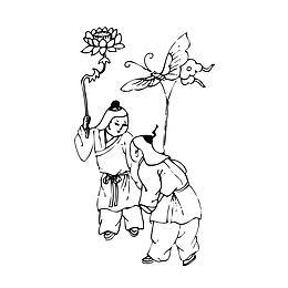 古代放风筝的小孩