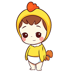 小女孩穿小鸡服装手绘画素材图片
