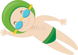 夏季小孩游泳装饰图案